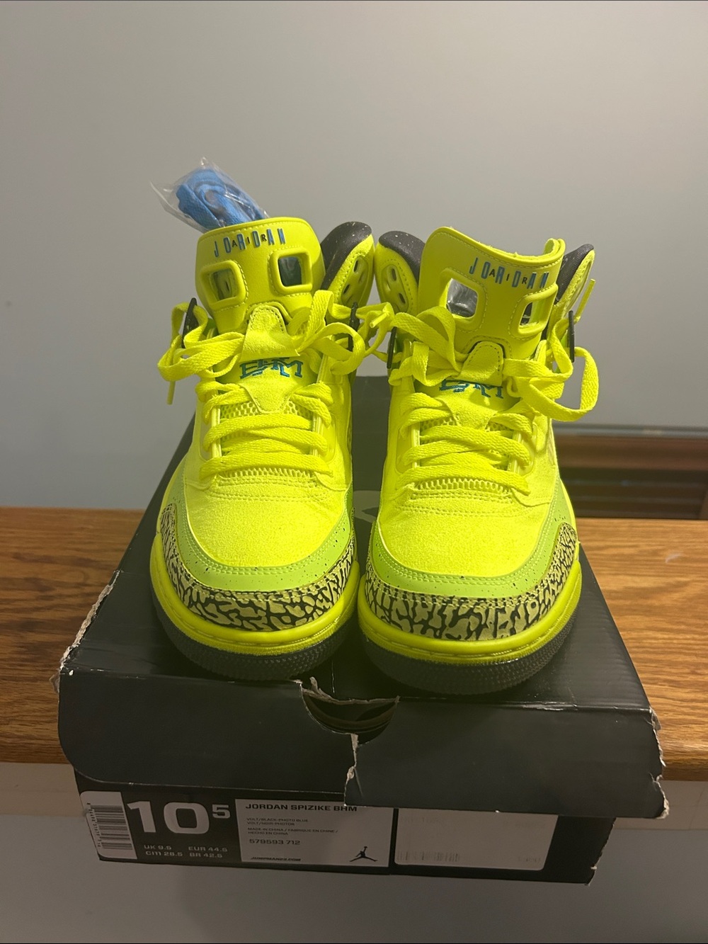 Jordan Neon Yellow Retro Sneakers with Elephant Print Accents